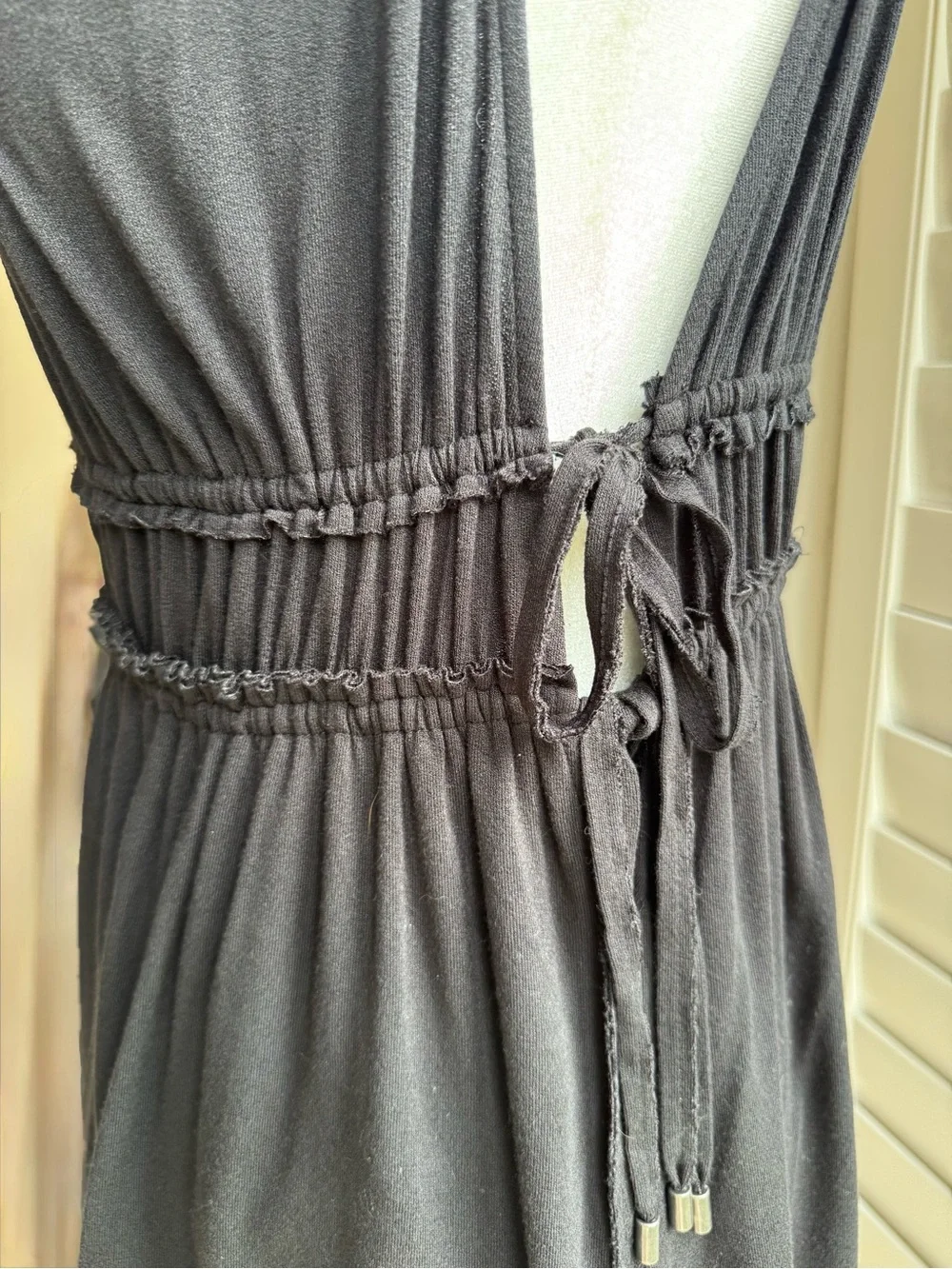 Free People Black Deep V Mini Dress